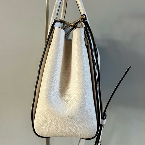 Kate Spade Knott Tulip Toss Embossed Pebble Leather Medium Satchel White Floral - Picture 7 of 16